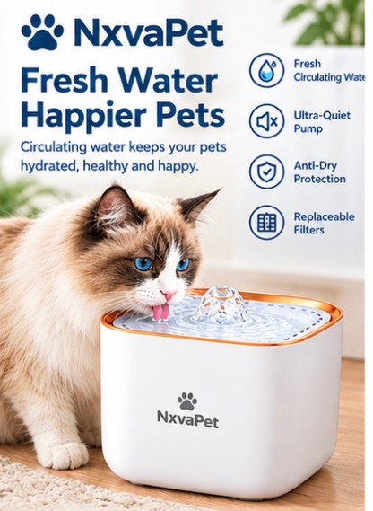 Automatic Pet Water Fountain – Quiet & Fresh Drinking Water